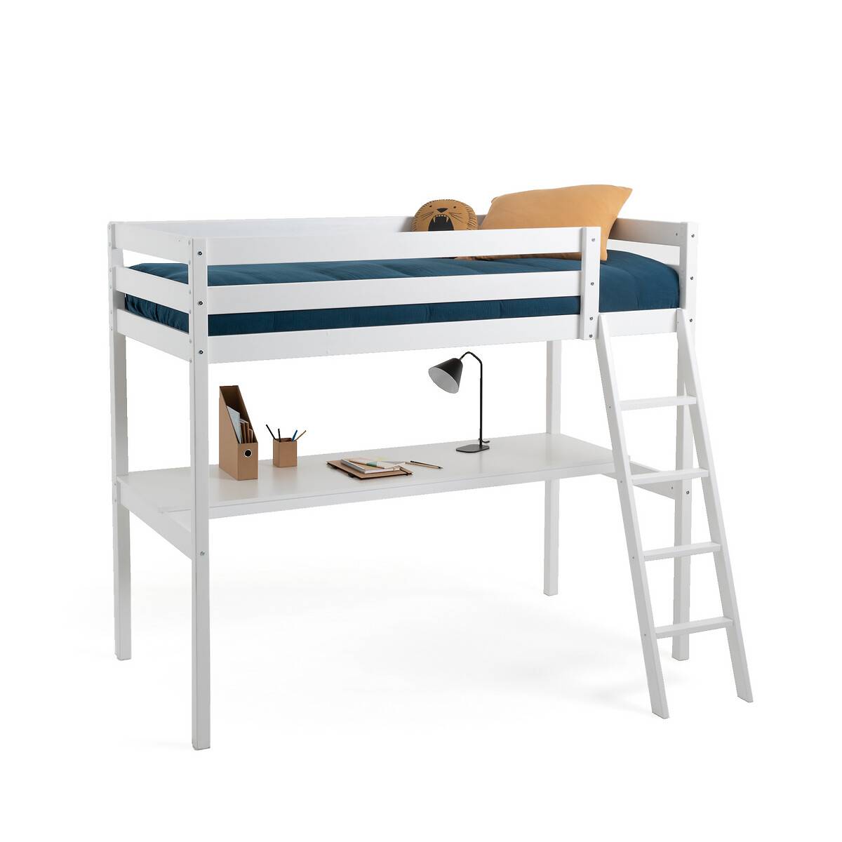 Cama auxiliar con escritorio, meeting blanco