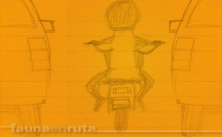 fauna en ruta: motorista entre coches