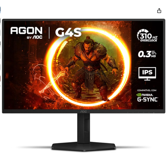 Monitor Gamer AOC AGON G4S 25" 310Hz 0.3ms HDR10 IPS Base Ajustável 25G4S/P
