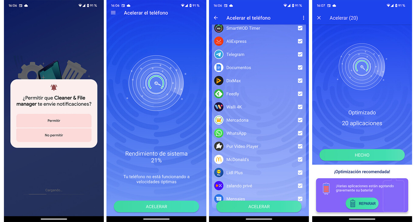 He instalado una app de limpiador en mi Android. Es terrorífica, pero ...