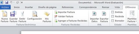 OffInvoice, complemento para realizar la facturación electrónica desde MS Office 2010