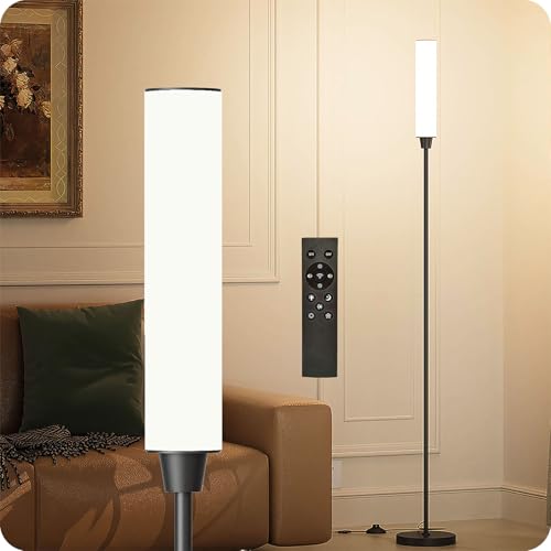 pekipe lampara de pie con control remoto，lampara pie salon，lampara de pie led regulable Brillo 10% - 100% y temperatura de color 3000k - 6000k，lámpara de pie con interruptor de pedal (negro)