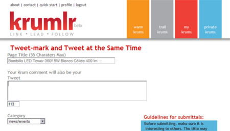 Krumlr, nuevo y sencillo marcador social con soporte para Twitter