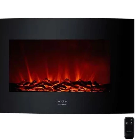 Cecotec Chimenea Eléctrica Decorativa 35î con Mando a Distancia Ready Warm 3510 Curved Flames. Máxima Potencia 2000W, 2 Intens