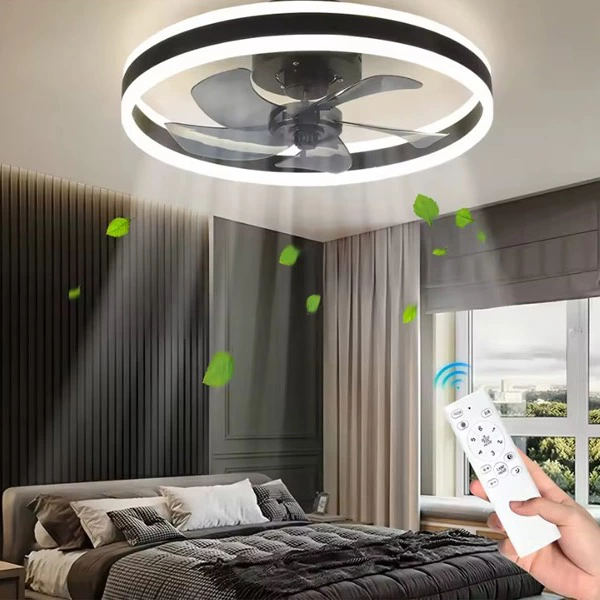 Lámpara de luz de ventilador de techo de 50CM, aplicación de 110V220V + Control remoto, ventilador de techo de comedor para dormitorio con luces, lámparas de ventilador de techo de 6 velocidades