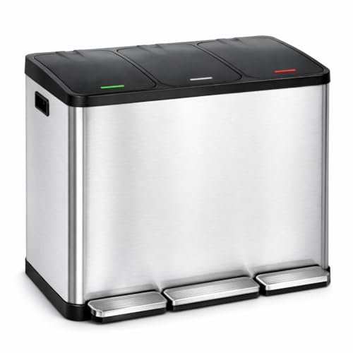 T-LOVENDO.ES Cubo de Basura Reciclaje 3 Compartimentos