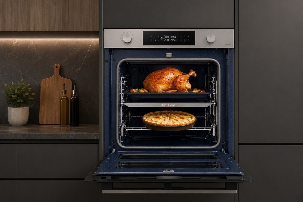 Los hornos de Samsung tienen una ventaja casi única en el mercado: cocinar solo en la bandeja que quieras 