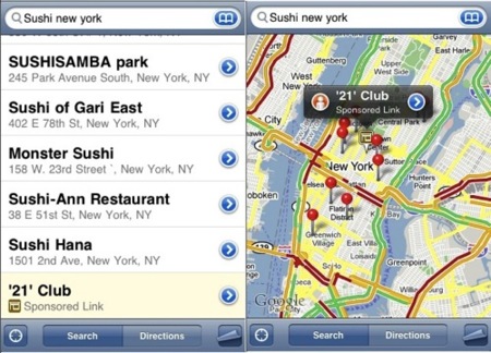Google Maps empieza a introducir publicidad en el iPhone