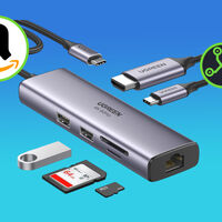 Oferta en adaptador UGREEN 7 en 1 con carga de 100W y HDMI con soporte en 4K y a 60 Hz; es compatible con MacBooks, laptops y tabletas