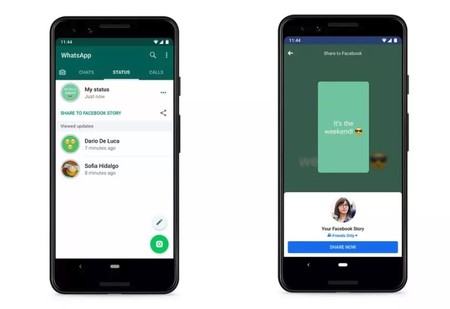 Compartir tu estado de WhatsApp con Facebook ya está en pruebas, y también se podrá con Instagram o Google Fotos