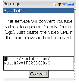 3gpToGo te permite ver vídeos de Youtube en el móvil