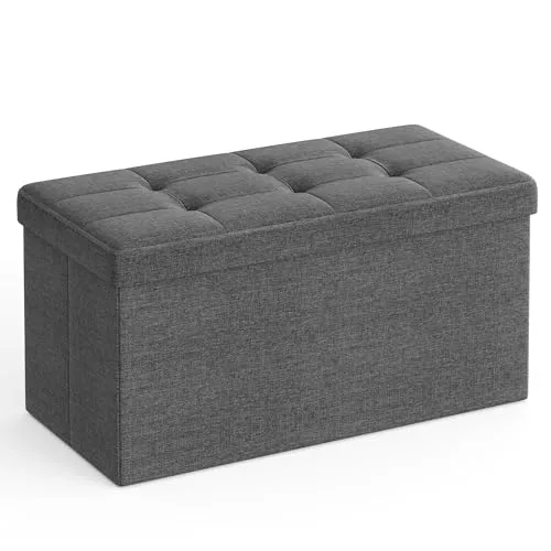 SONGMICS Puff Almacenaje, Baúl de Almacenaje Plegable, 38 x 76 x 38 cm