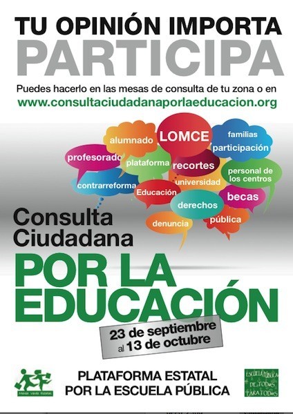 La consulta ciudadana recogerá hasta el 17 de octubre la opinión de los ciudadanos sobre la política educativa del Gobierno