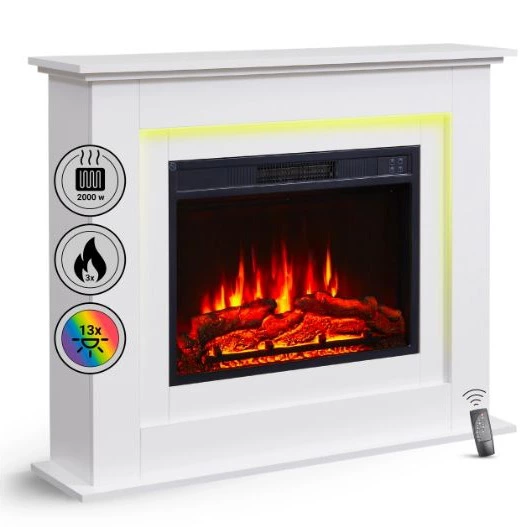 Chimenea eléctrica BALDERIA Finn - Chimenea de pie - Blanco
