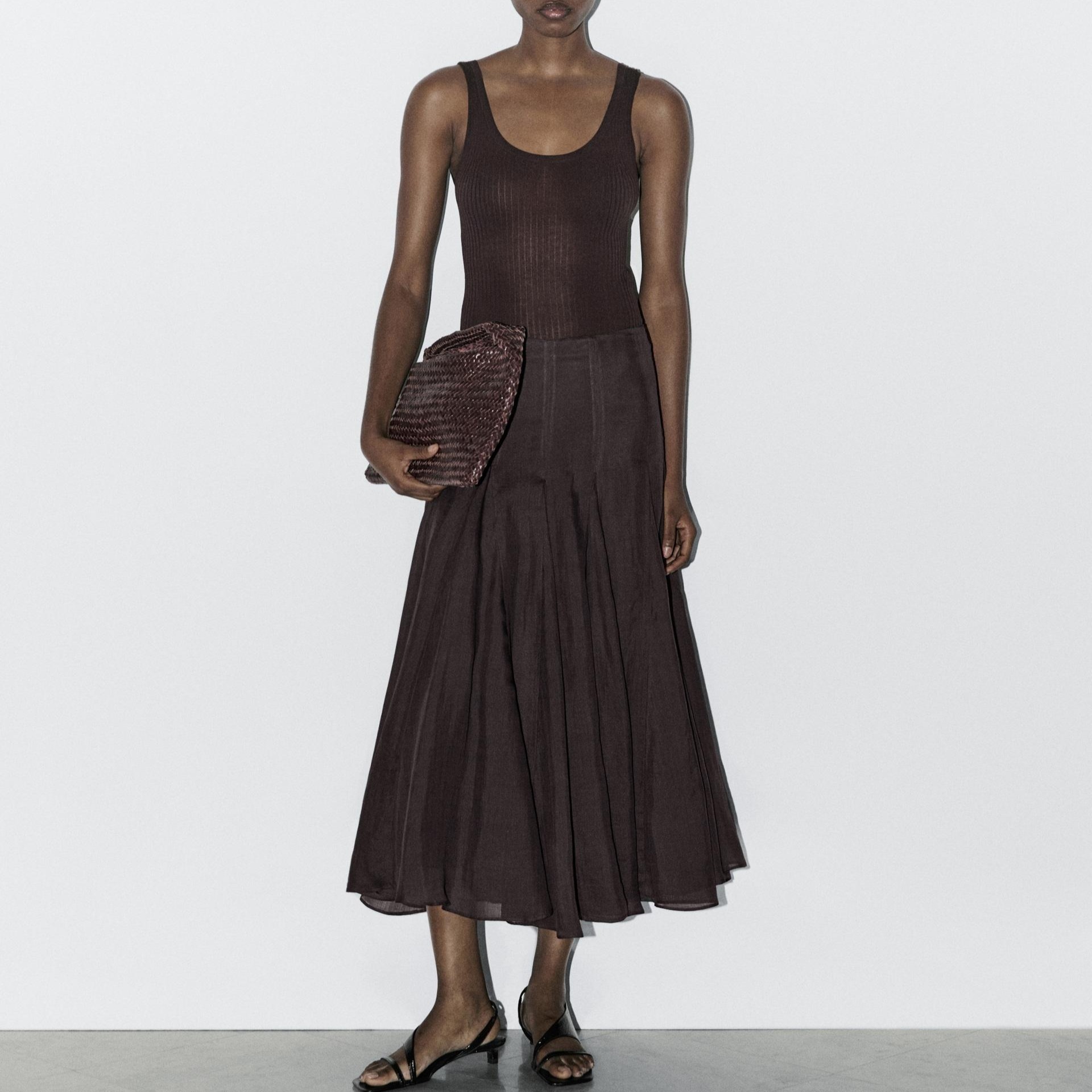 Falda midi godet 100% ramio - STUDIO

