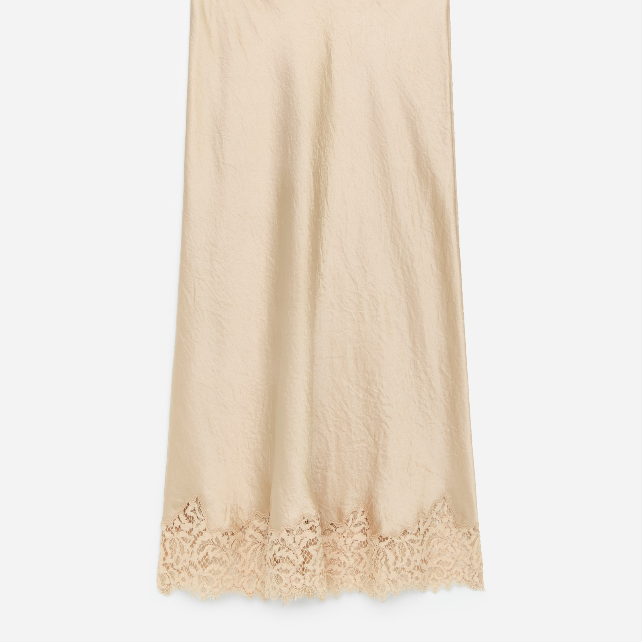 Falda de satén con detalles de encaje