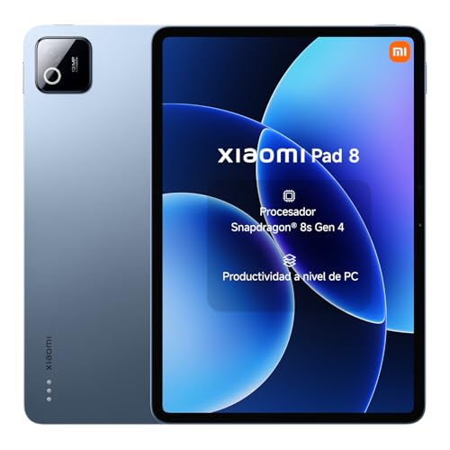 XIAOMI Pad 8 - Tablet de 11.2" 3.2K (Snapdragon 8s Gen 4, 8GB de RAM, 128GB de ROM, WiFi 7, 1 año de garantía Extra, batería de 9200 mAh, Cargador no Incluido), Azul (Versión ES)
