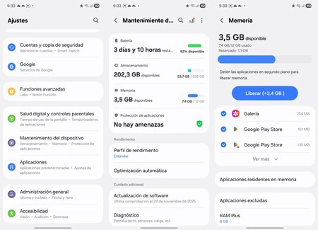 Liberar memoria RAM en un Galaxy