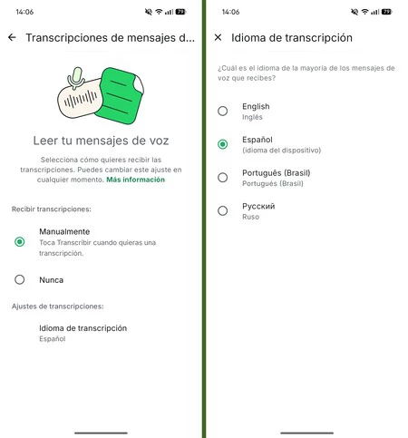 Transcripciones Ajustes Whatsapp