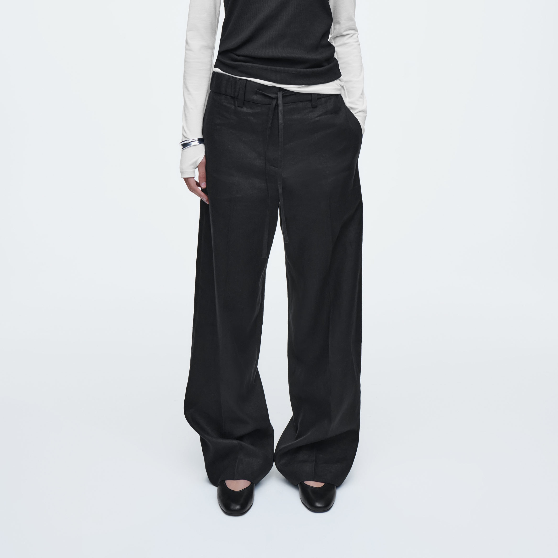 PANTALÓN DE LINO CON AJUSTE DE CORDÓN