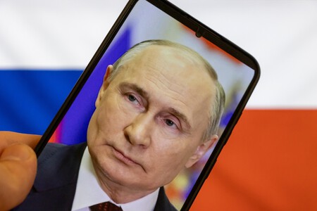 Imagem de Putin em uma tela de celular