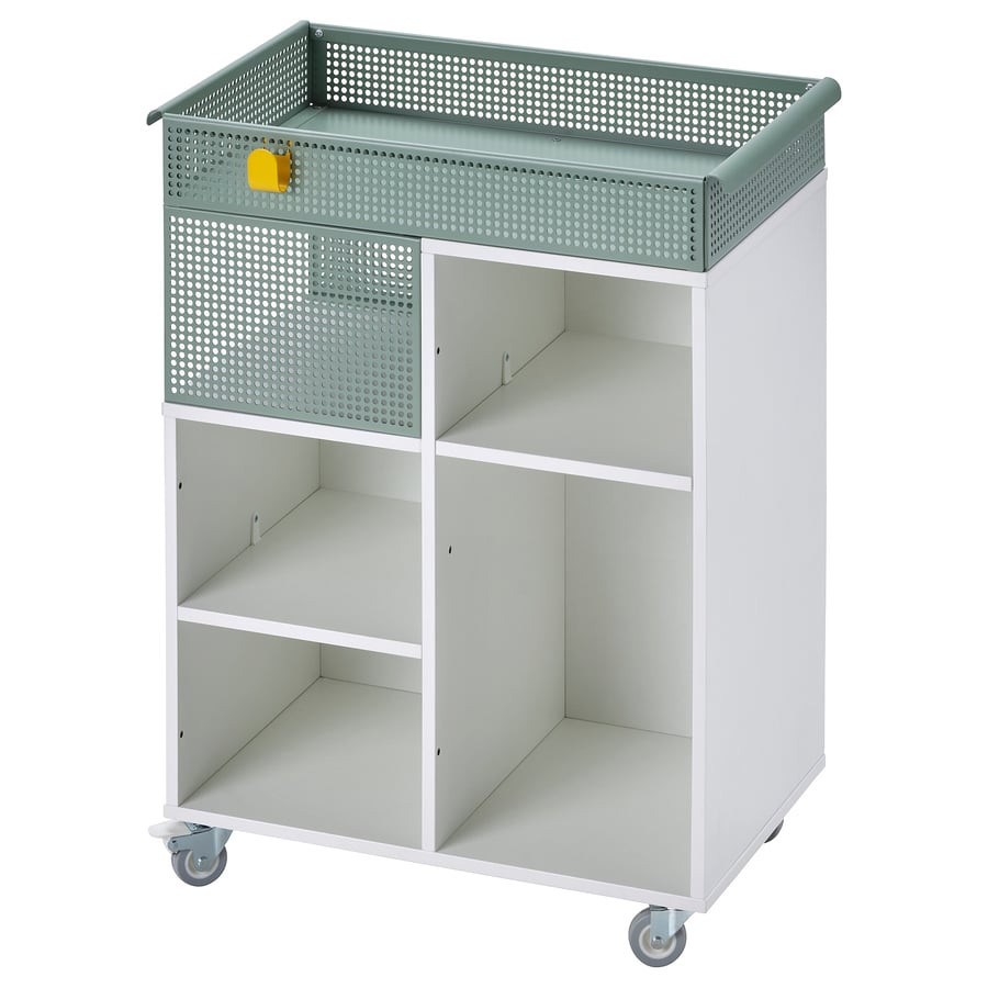 ÖVNING - Carrito, blanco/verde grisáceo, 54x33 cm