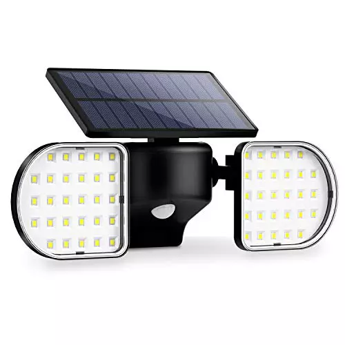 OUSFOT Luz Solar Exterior LED IP67 para exteriores, detector de movimiento resistente al agua para jardín, 3 modos, superbrillantes, lámpara de pared para jardín y patio