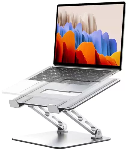 Babacom Soporte Portatil Mesa - Laptop Stand Ergonómico con Doble Varilla Ajustable, Elevador Portatil con Refrigeración Compatible con MacBook Air/Pro y Otros 10-15.6” Portátiles/Tabletas/Libros