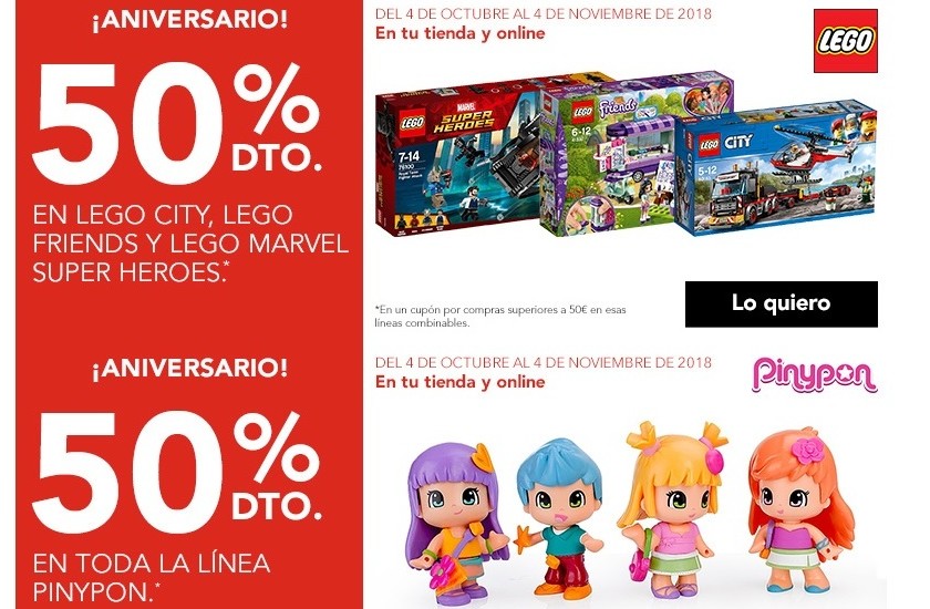 Aniversario Toys 'r us 50 de descuento en Lego, Super Wings, Barbie