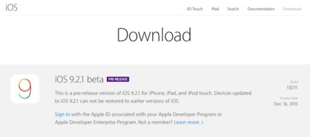 Apple libera la primera Beta de iOS 9.2.1 para los desarrolladores