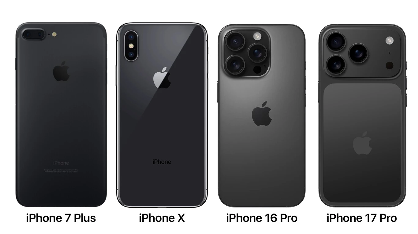 Maqueta conceptual del nuevo diseño del iPhone 17 Pro, mostrando un cuerpo unibody de aluminio y las cámaras integradas.