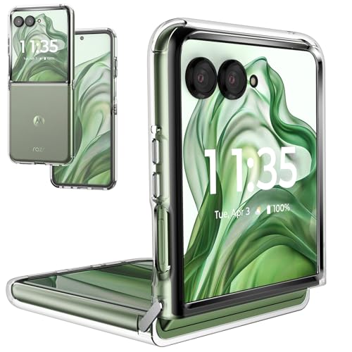 Foluu Funda transparente para Motorola Razr 50 Ultra 2024 con pestañas de metal que sostienen dos piezas, protección de bisagra, ajuste delgado, resistente a los arañazos, silicona TPU a prueba de