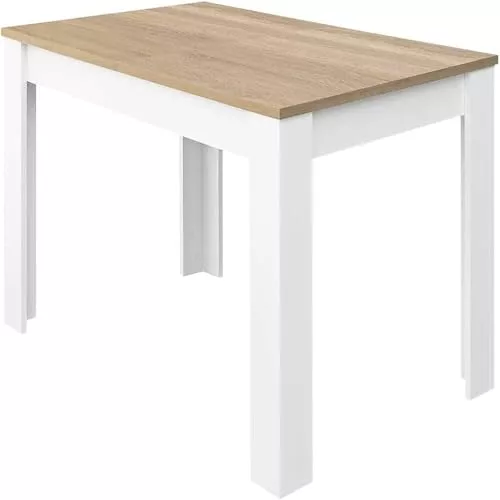 Habitdesign Mesa de Comedor Extensible, Mesa salón o Cocina, Acabado en Color Blanco Artik y Roble Canadian, Modelo Kendra, Medidas: 140-190 cm (Largo) x 90 cm (Ancho) x 78 cm (Alto)
