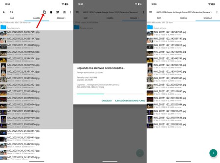 Moviendo Fotos desde el carrete del móvil al disco duro conectado por USB C