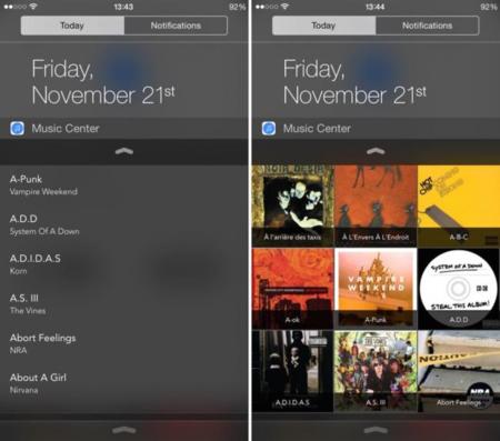 Music Center, un widget de iOS para acceder fácil a toda nuestra música