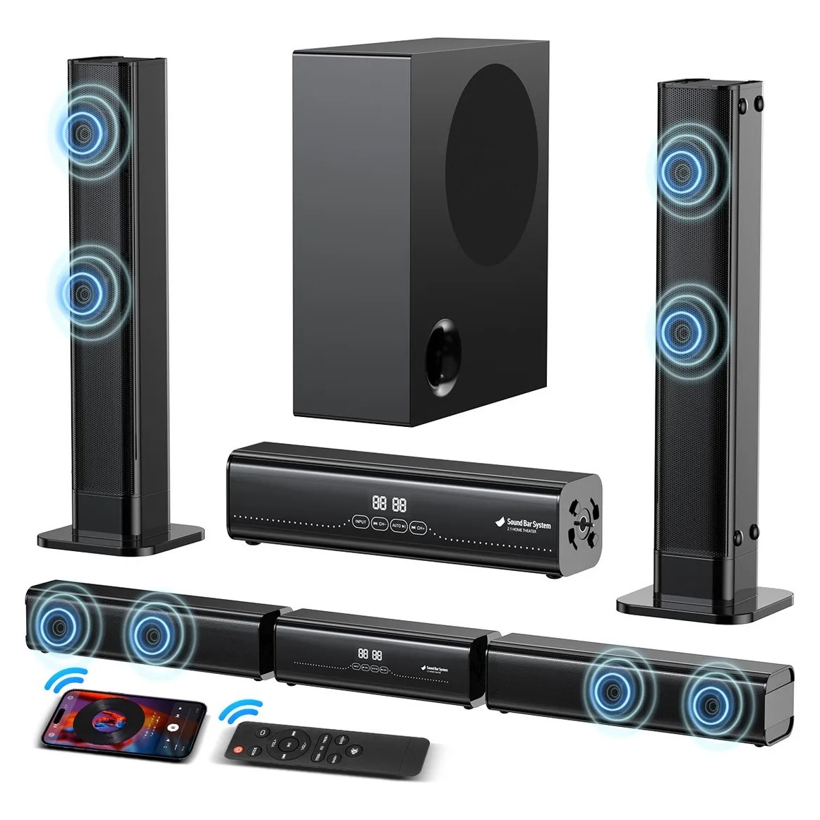 Barra de sonido desmontable de 180W