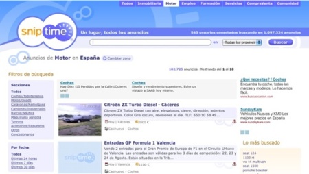 SnipTime, metabuscador de anuncios clasificados, se lava la cara