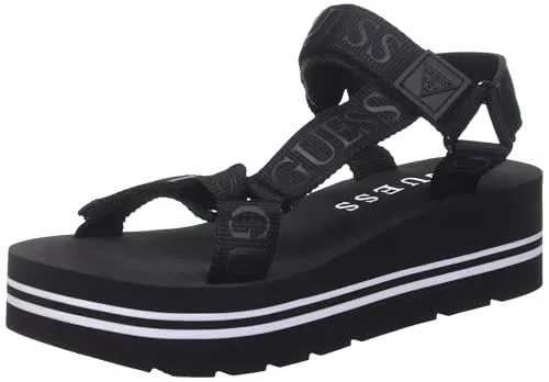 Guess Avin, Sandalias con cuña Mujer, Negro, 38 EU