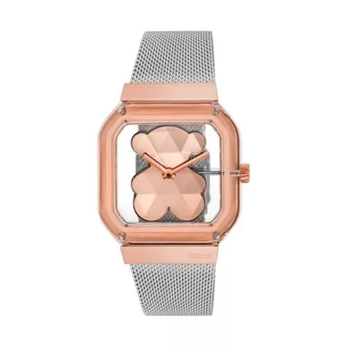 TOUS Reloj analógico con Brazalete de Acero D-Bear Party (Oro Rosa Y Plata) 3000143600