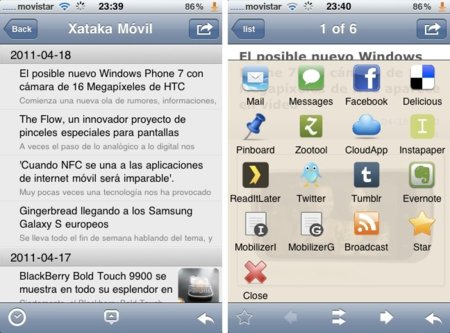 yReader, nuevo lector de feeds para iPhone sincronizado con Google Reader