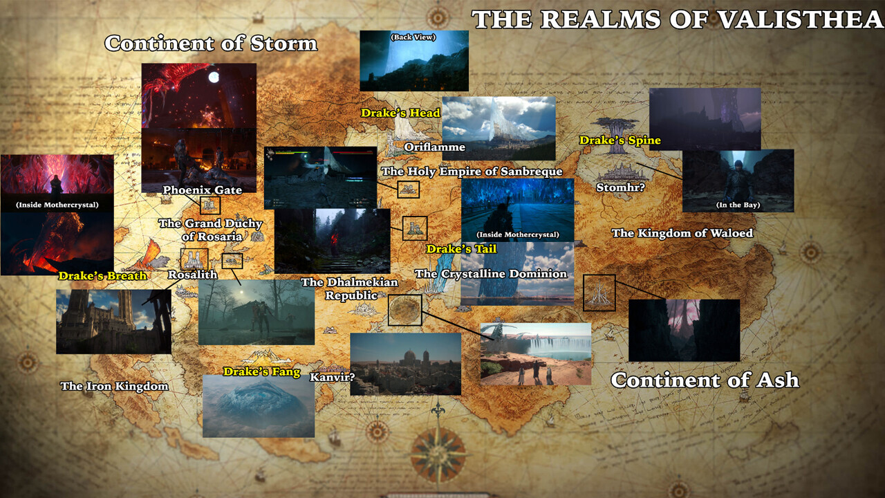 Así es el mapa de Valisthea en Final Fantasy XVI y estos son los ...