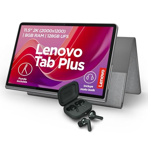 Lenovo Tablet Tab Plus | 11,5" 2K | MediaTek Helio |8GB RAM 128 GB UFS| Incluye Funda + Auriculares Moto