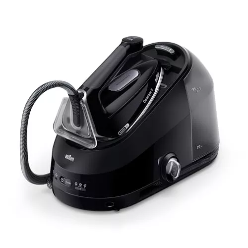 Braun CareStyle 5 IS5249BK, Plancha de Vapor con Tecnología FreeGlide 3D, 150 g/min de Vapor, Calentamiento Rápido, iCareMode, Planchado Vertical, Anti Goteo, Tanque Agua Desmontable 2L, 2400W, Negro