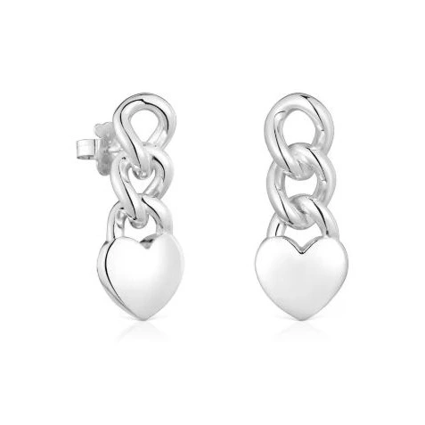 Pendientes Bold Motif de plata con corazón

