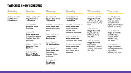 E3 2018 Horarios