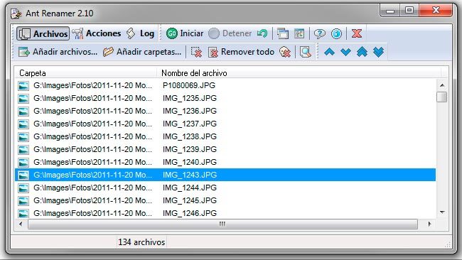 Lista de archivos de Ant Renamer