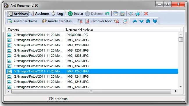 Lista de archivos de Ant Renamer