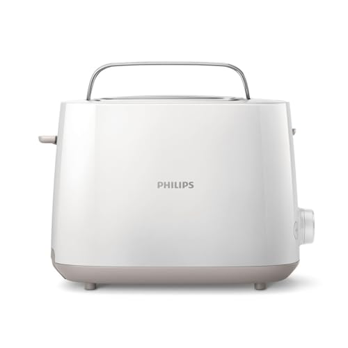 Philips Tostadora de pan 2 Ranuras, 8 Ajustes, Calientabollos, Blanco