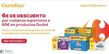 6 euros de descuento en productos Dodot en Carrefour
