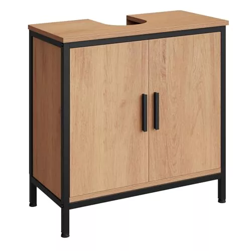 EUGAD Armario de Lavabo con Estante Interno, Mueble Baño Lavabo con Puertas, Bisagras y Patas, Color Madera, 60x30x60 cm